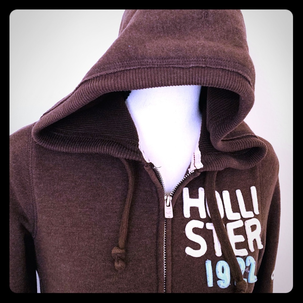 Medium Brown Hollister Fleece Hoodie Jacket!
